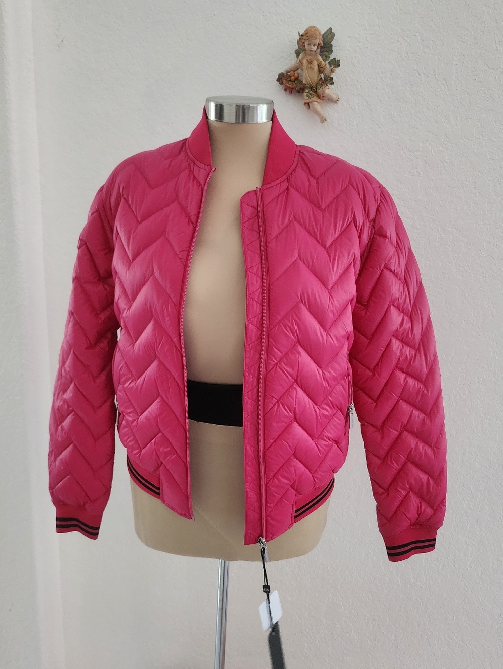 ARMANI EXCHANGE | Fuchsia Quilted Bomber Jacket - Women - Picture 12 of 12